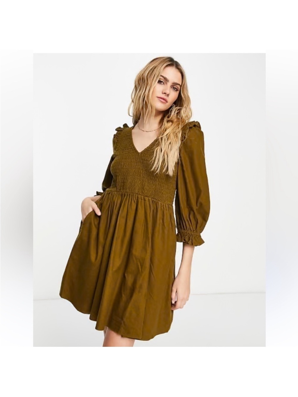 Madewell Flannel Lucie V-Neck Smocked Mini Dress size 1X